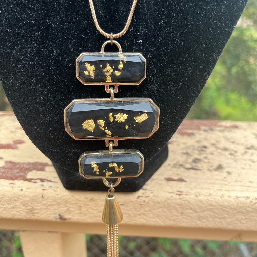Charlie Faux Damascene Panel Look Necklace